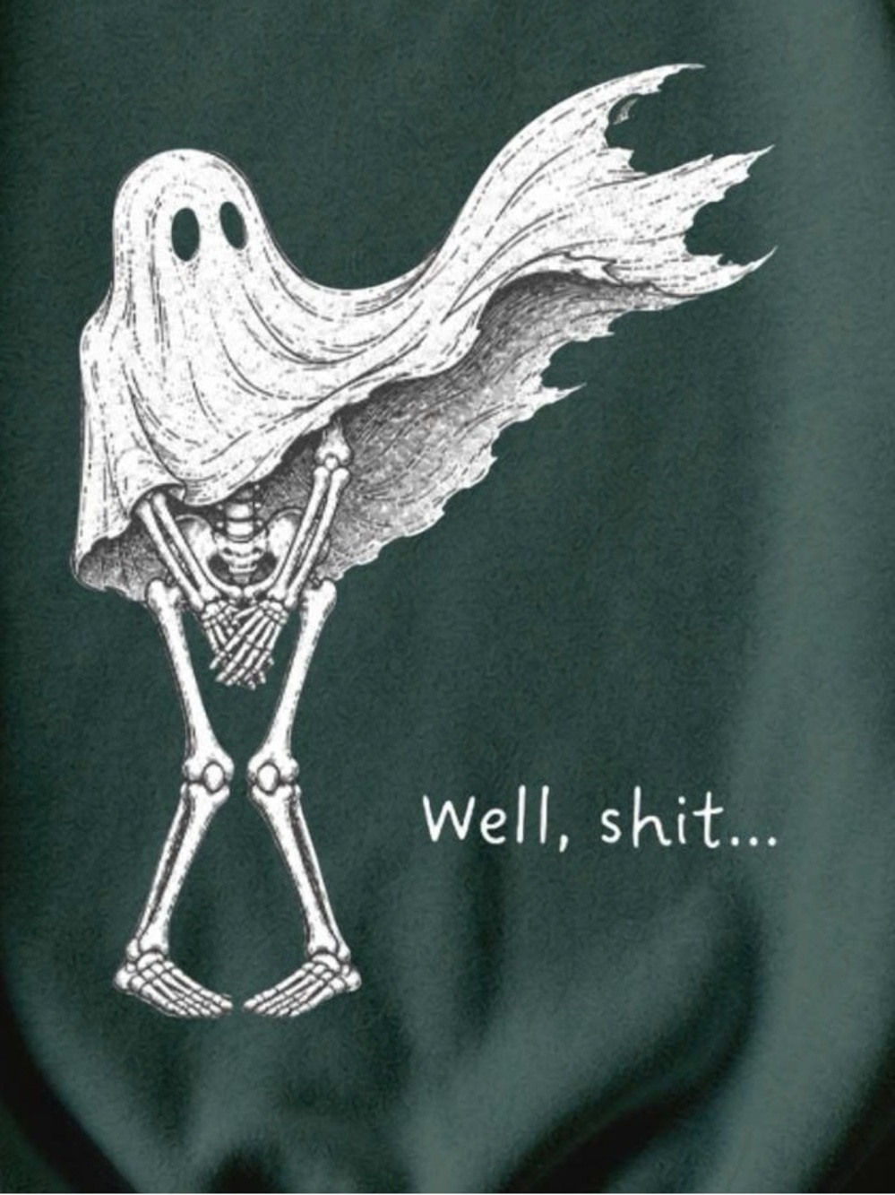 Forest Green Sweatshirt with Skeleton Funny Shirt - Picture 2 of 2